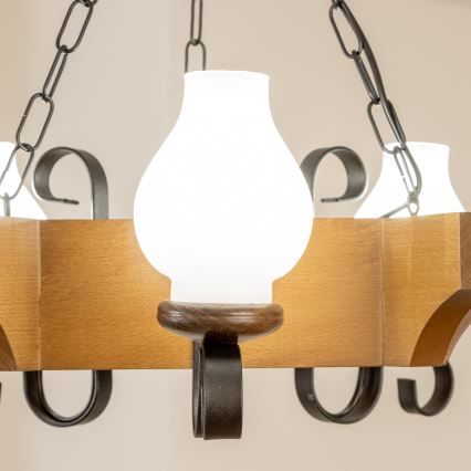 Brilagi - Lestenec na verigi QUEEN 3xE14/40W/230V bukev/oreh