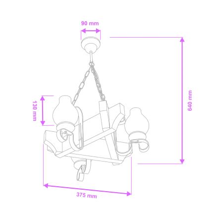 Brilagi - Lestenec na verigi QUEEN 3xE14/40W/230V bukev/oreh