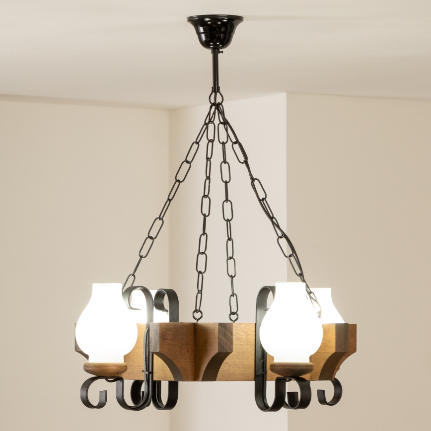 Brilagi - Lestenec na verigi QUEEN 4xE14/40W/230V bukev