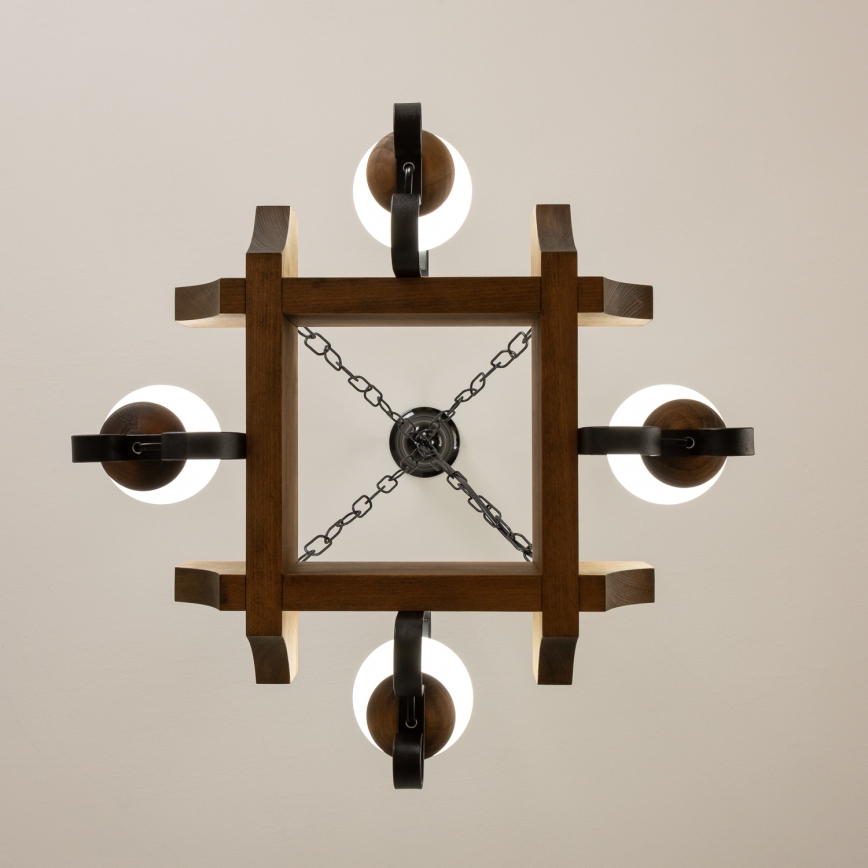 Brilagi - Lestenec na verigi QUEEN 4xE14/40W/230V bukev