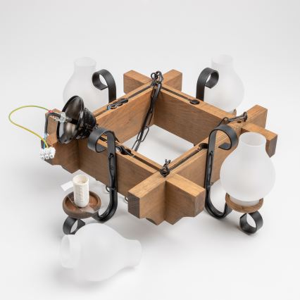 Brilagi - Lestenec na verigi QUEEN 4xE14/40W/230V bukev