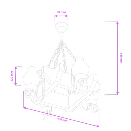 Brilagi - Lestenec na verigi QUEEN 4xE14/40W/230V bukev