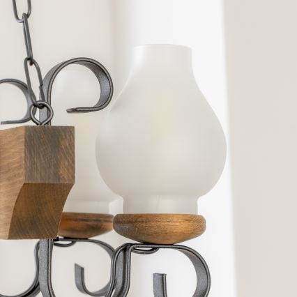 Brilagi - Lestenec na verigi QUEEN 4xE14/40W/230V bukev