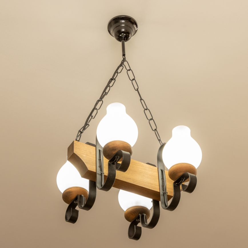 Brilagi - Lestenec na verigi QUEEN 4xE14/40W/230V bukev