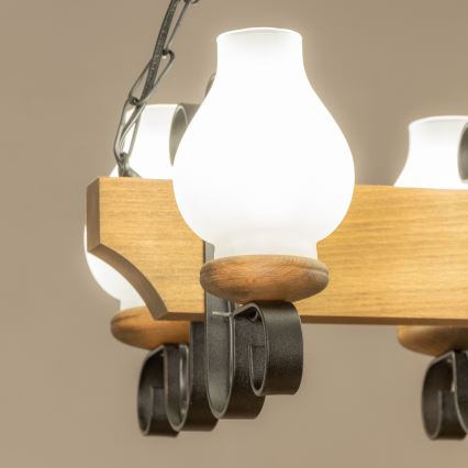 Brilagi - Lestenec na verigi QUEEN 4xE14/40W/230V bukev