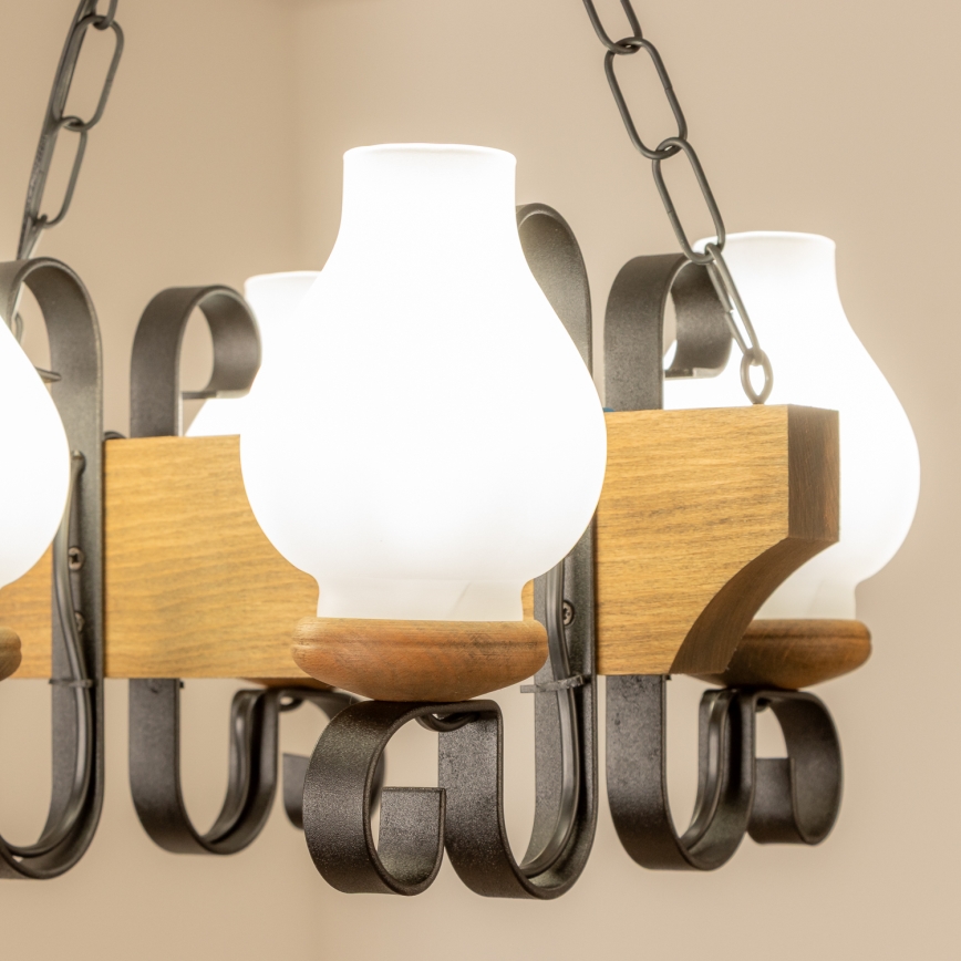 Brilagi - Lestenec na verigi QUEEN 4xE14/40W/230V bukev