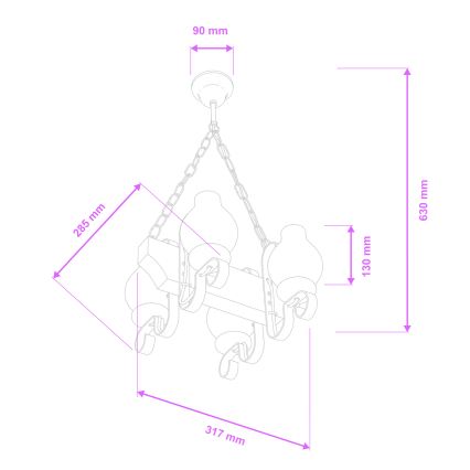 Brilagi - Lestenec na verigi QUEEN 4xE14/40W/230V bukev