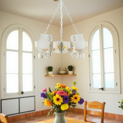 Brilagi - Lestenec na verigi QUEEN 4xE14/40W/230V bukev/kremna