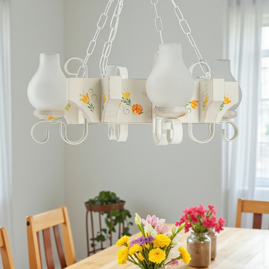 Brilagi - Lestenec na verigi QUEEN 4xE14/40W/230V bukev/kremna