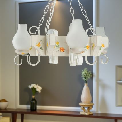 Brilagi - Lestenec na verigi QUEEN 4xE14/40W/230V bukev/kremna