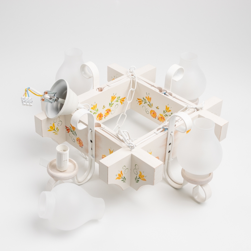 Brilagi - Lestenec na verigi QUEEN 4xE14/40W/230V bukev/kremna