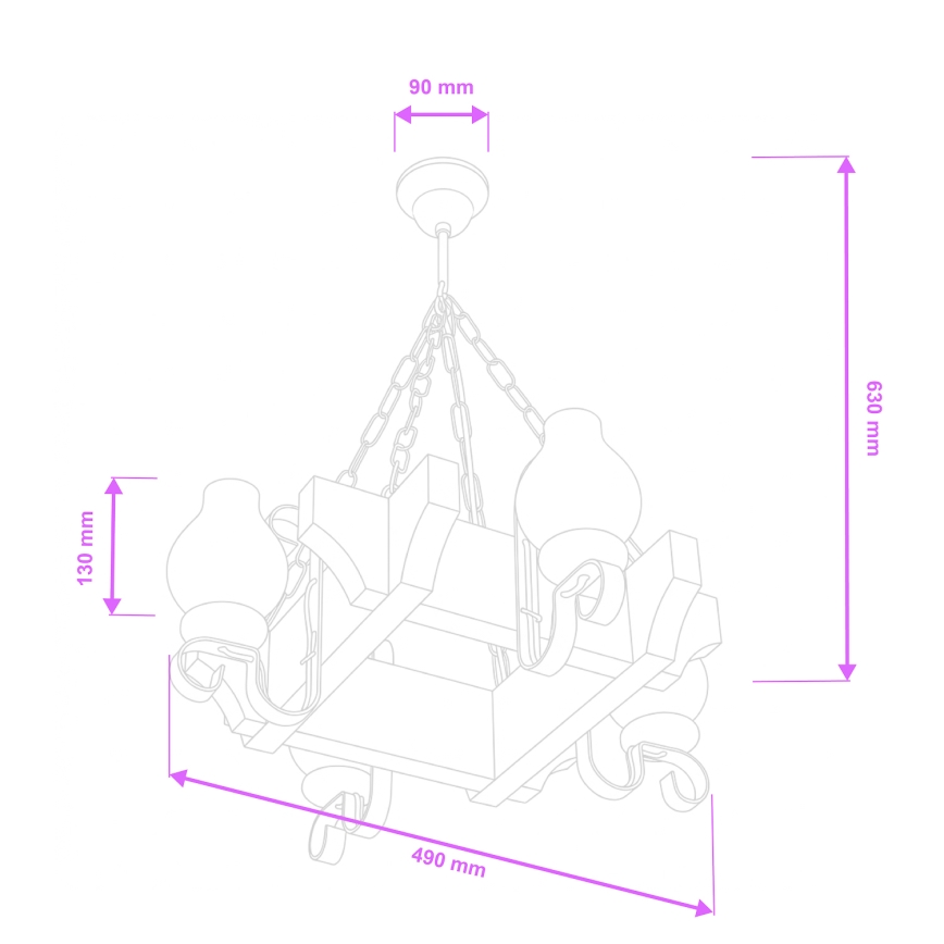 Brilagi - Lestenec na verigi QUEEN 4xE14/40W/230V bukev/kremna