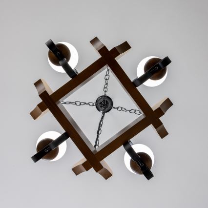 Brilagi - Lestenec na verigi QUEEN 4xE14/40W/230V bukev/oreh