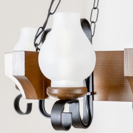 Brilagi - Lestenec na verigi QUEEN 4xE14/40W/230V bukev/oreh