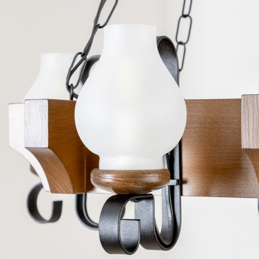 Brilagi - Lestenec na verigi QUEEN 4xE14/40W/230V bukev/oreh