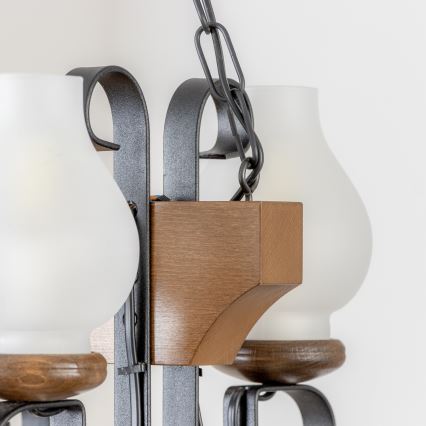 Brilagi - Lestenec na verigi QUEEN 4xE14/40W/230V bukev/oreh