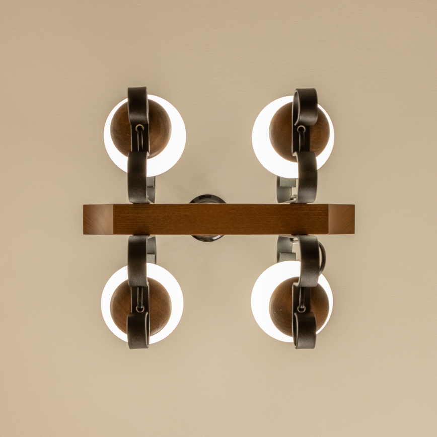 Brilagi - Lestenec na verigi QUEEN 4xE14/40W/230V bukev/oreh