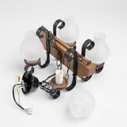 Brilagi - Lestenec na verigi QUEEN 4xE14/40W/230V bukev/oreh