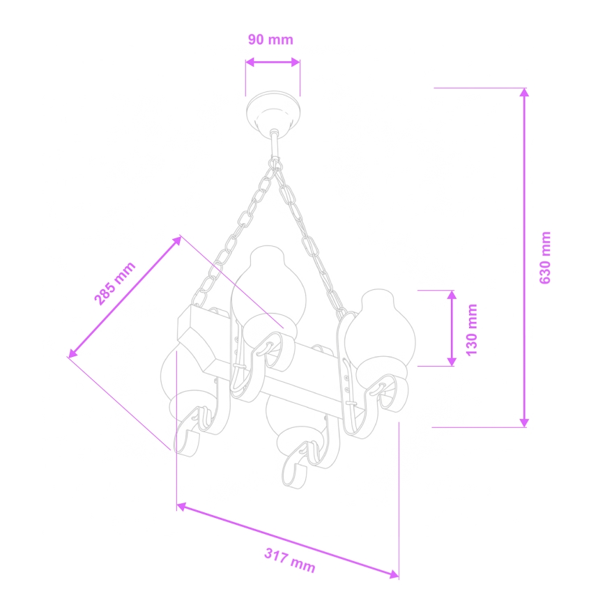 Brilagi - Lestenec na verigi QUEEN 4xE14/40W/230V bukev/oreh