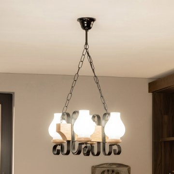 Brilagi - Lestenec na verigi QUEEN 4xE14/40W/230V hrast