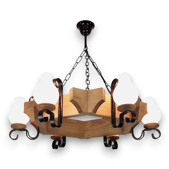 Brilagi - Lestenec na verigi QUEEN 6xE14/40W/230V bukev