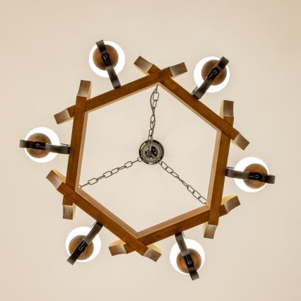 Brilagi - Lestenec na verigi QUEEN 6xE14/40W/230V bukev