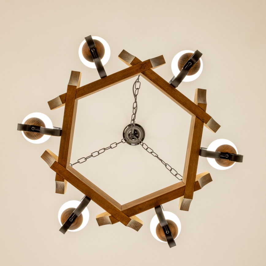 Brilagi - Lestenec na verigi QUEEN 6xE14/40W/230V bukev