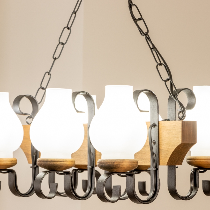 Brilagi - Lestenec na verigi QUEEN 6xE14/40W/230V bukev