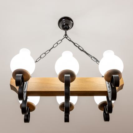 Brilagi - Lestenec na verigi QUEEN 6xE14/40W/230V bukev