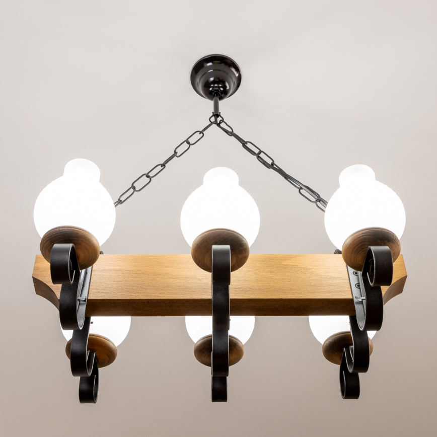 Brilagi - Lestenec na verigi QUEEN 6xE14/40W/230V bukev