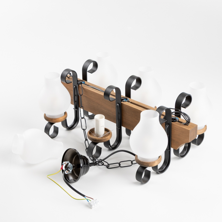 Brilagi - Lestenec na verigi QUEEN 6xE14/40W/230V bukev