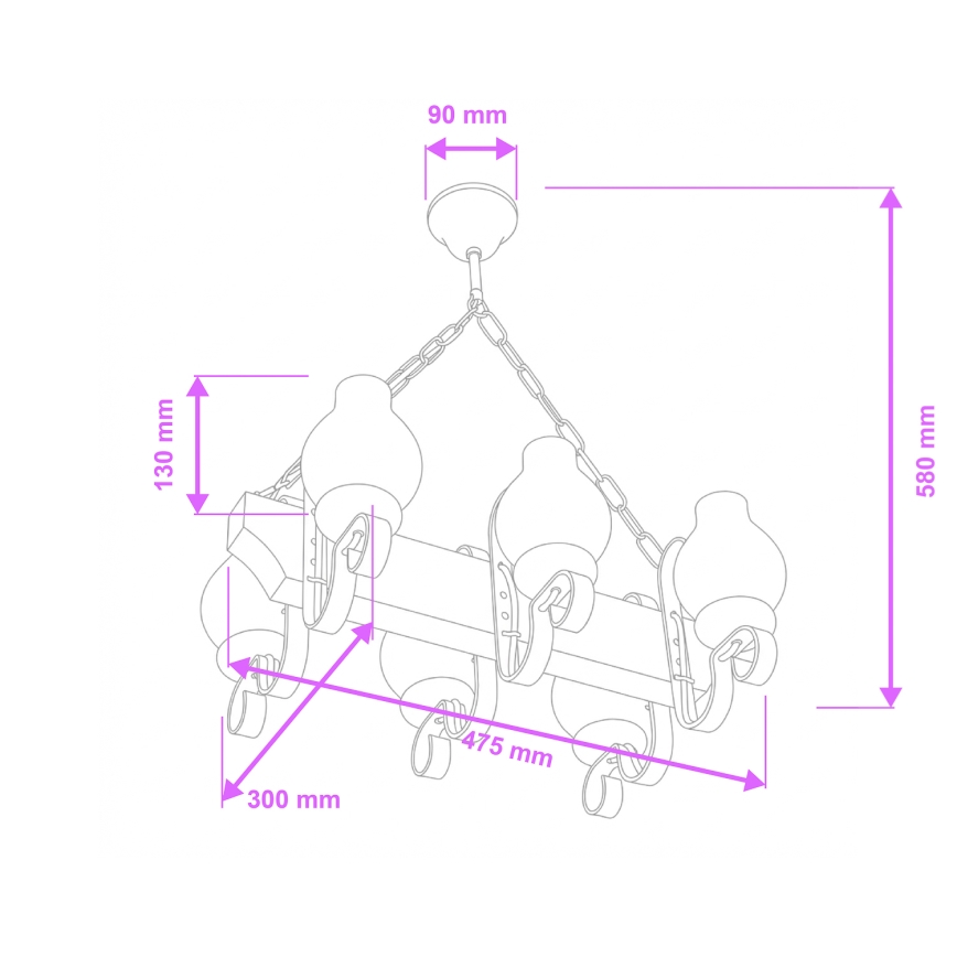 Brilagi - Lestenec na verigi QUEEN 6xE14/40W/230V bukev