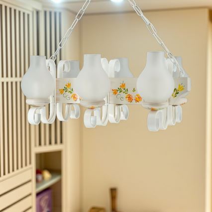 Brilagi - Lestenec na verigi QUEEN 6xE14/40W/230V bukev/kremna