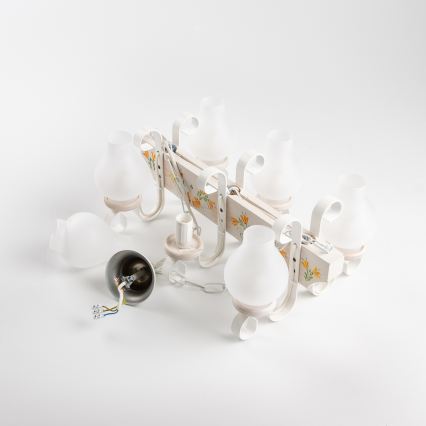 Brilagi - Lestenec na verigi QUEEN 6xE14/40W/230V bukev/kremna