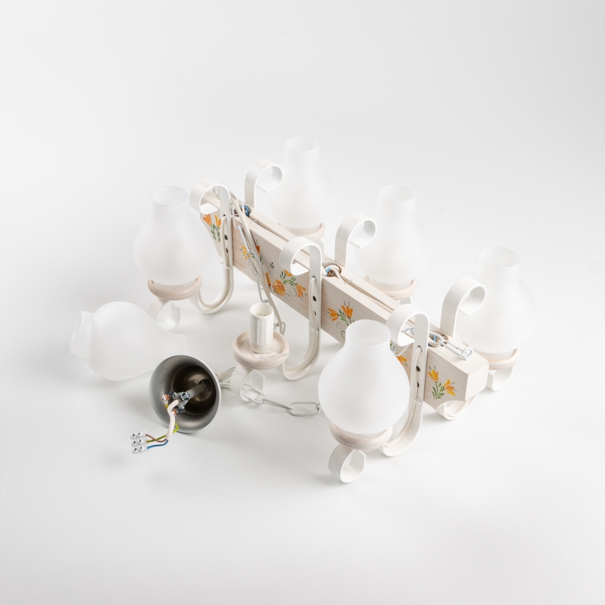 Brilagi - Lestenec na verigi QUEEN 6xE14/40W/230V bukev/kremna