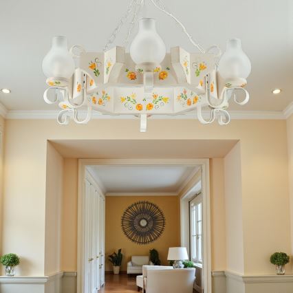 Brilagi - Lestenec na verigi QUEEN 6xE14/40W/230V bukev/kremna