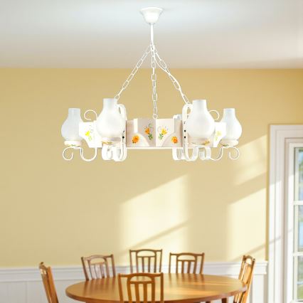 Brilagi - Lestenec na verigi QUEEN 6xE14/40W/230V bukev/kremna