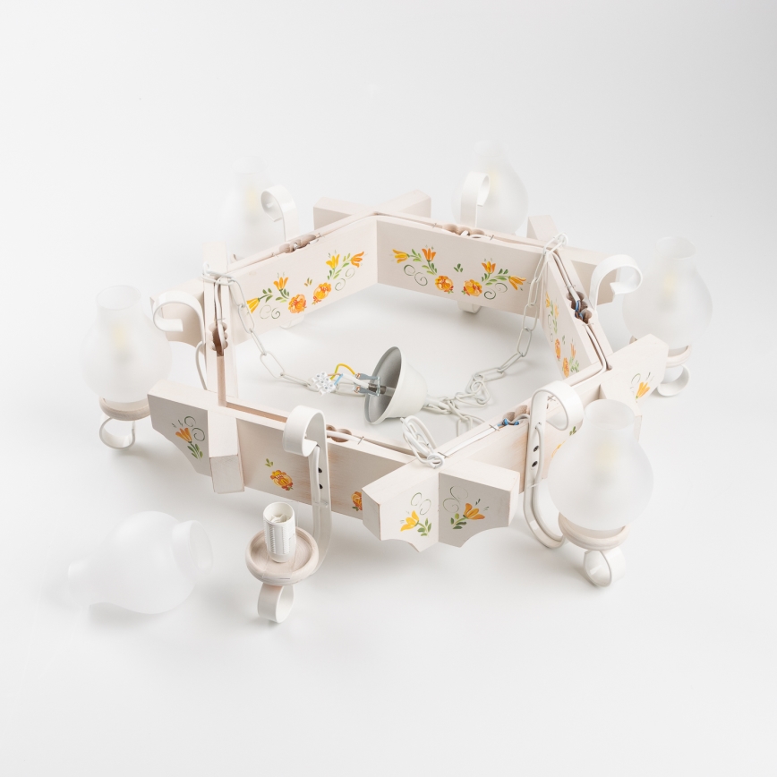 Brilagi - Lestenec na verigi QUEEN 6xE14/40W/230V bukev/kremna