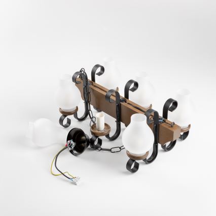 Brilagi - Lestenec na verigi QUEEN 6xE14/40W/230V bukev/oreh