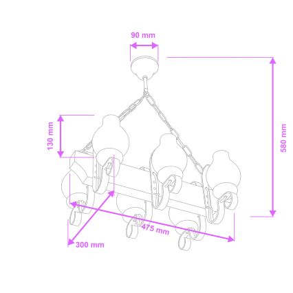 Brilagi - Lestenec na verigi QUEEN 6xE14/40W/230V bukev/oreh