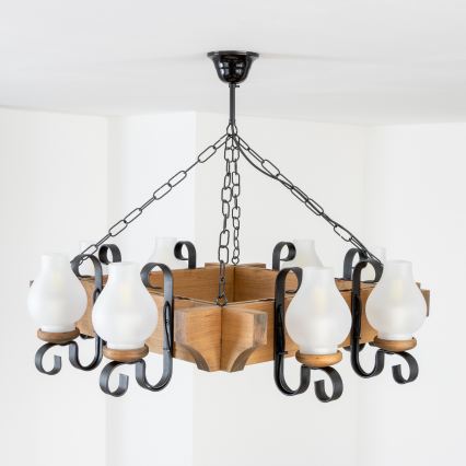 Brilagi - Lestenec na verigi QUEEN 8xE14/40W/230V bukev