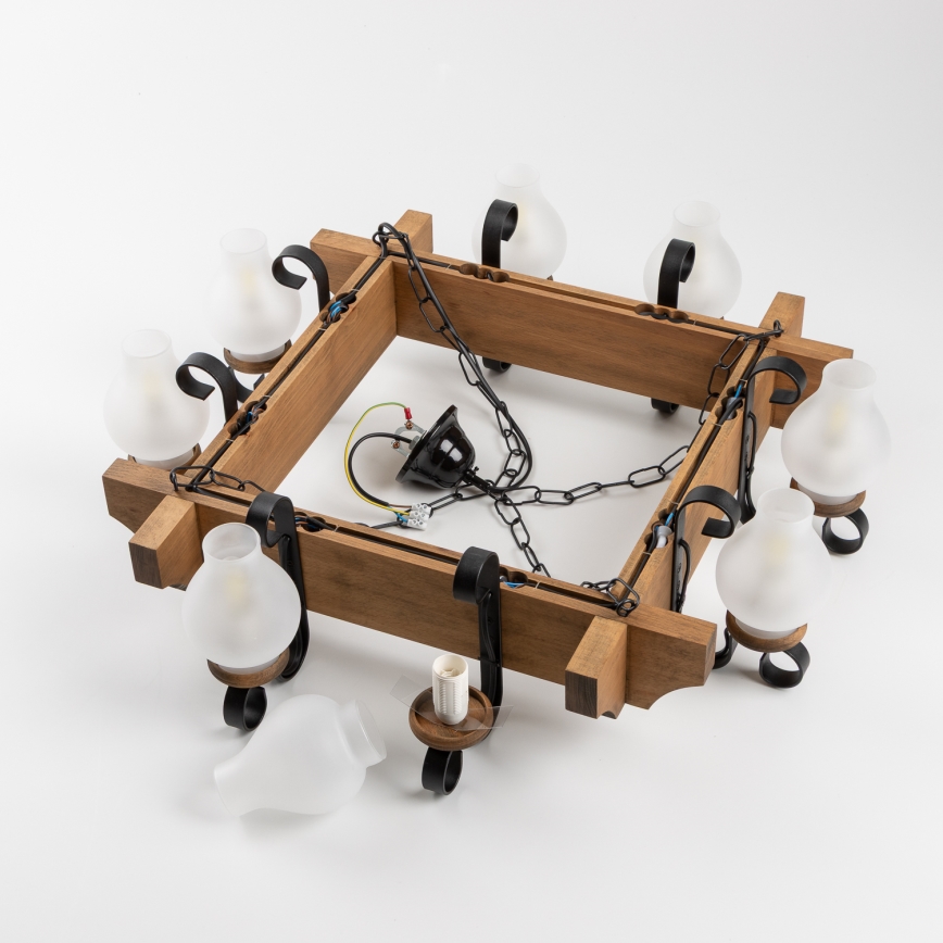 Brilagi - Lestenec na verigi QUEEN 8xE14/40W/230V bukev