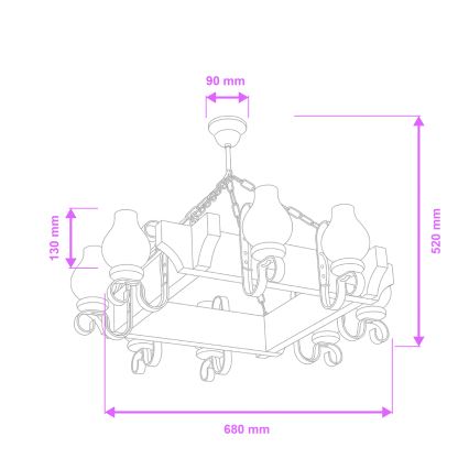 Brilagi - Lestenec na verigi QUEEN 8xE14/40W/230V bukev