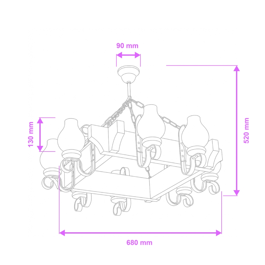 Brilagi - Lestenec na verigi QUEEN 8xE14/40W/230V bukev