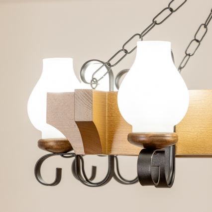 Brilagi - Lestenec na verigi QUEEN 8xE14/40W/230V bukev/oreh