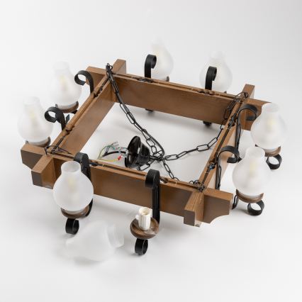 Brilagi - Lestenec na verigi QUEEN 8xE14/40W/230V bukev/oreh