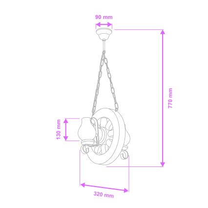 Brilagi - Lestenec na verigi ROATA 2xE14/40W/230V bukev/oreh