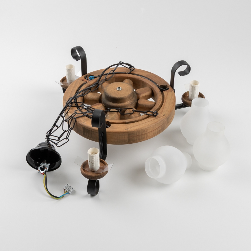 Brilagi - Lestenec na verigi ROATA 3xE14/40W/230V bukev