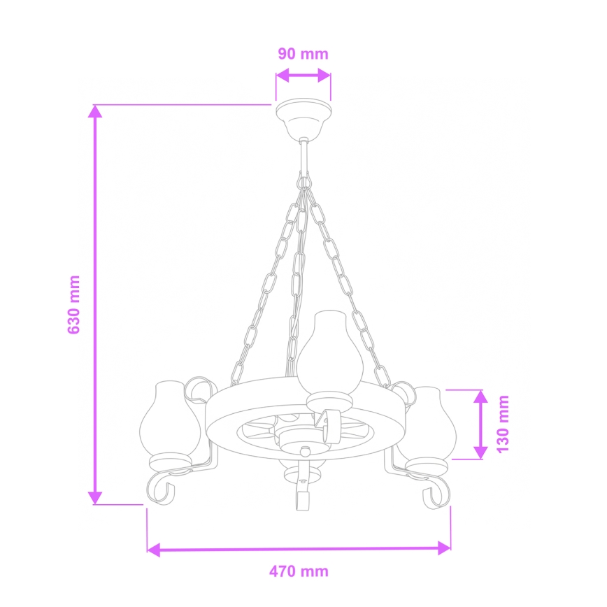 Brilagi - Lestenec na verigi ROATA 3xE14/40W/230V bukev