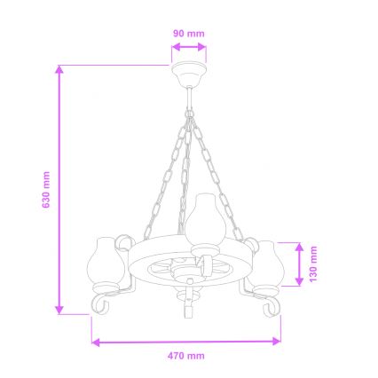 Brilagi - Lestenec na verigi ROATA 3xE14/40W/230V bukev/oreh